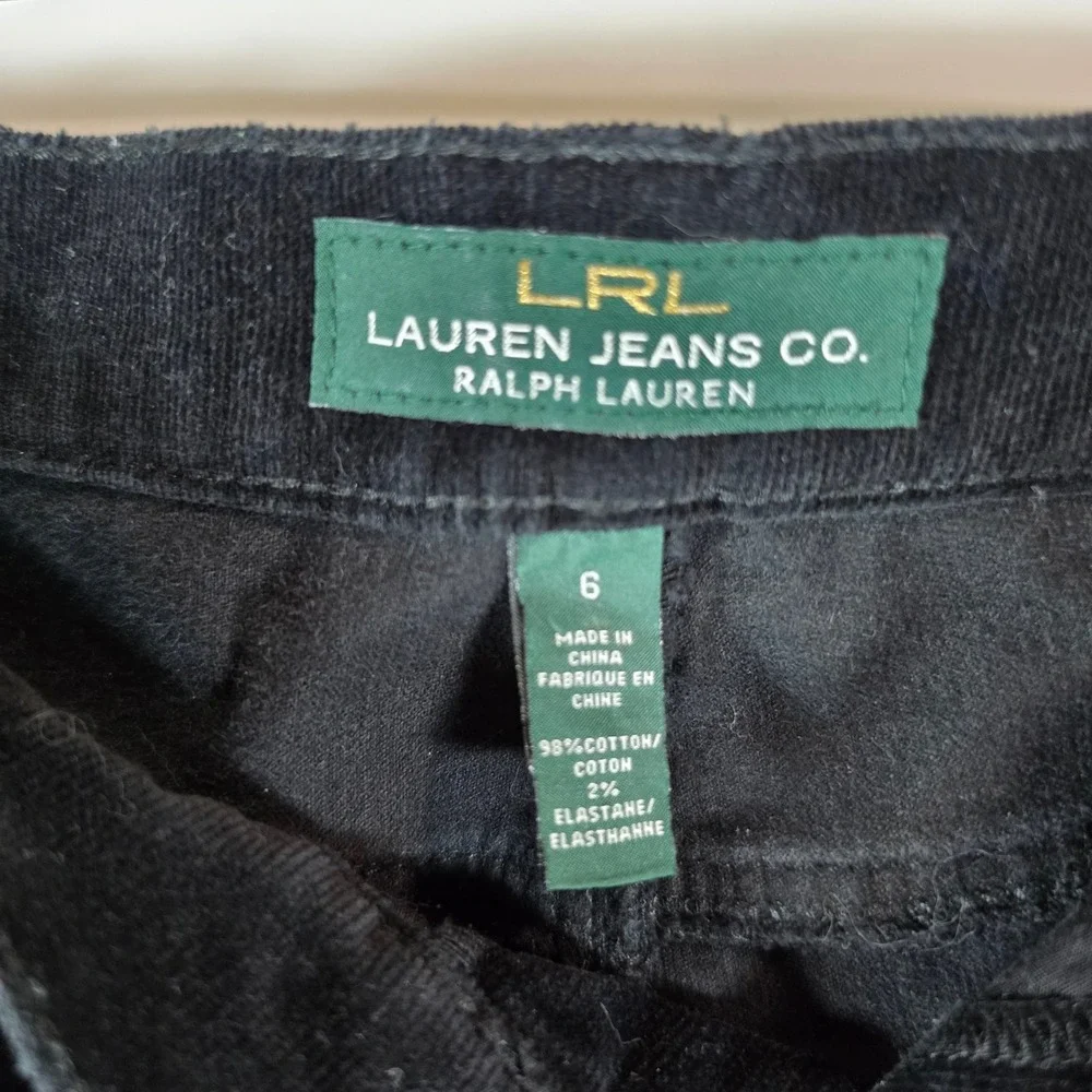 Lauren Ralph Lauren Black Corduroy Pants Womens 6 Stretch‎ Bootcut LRL Jeans Co